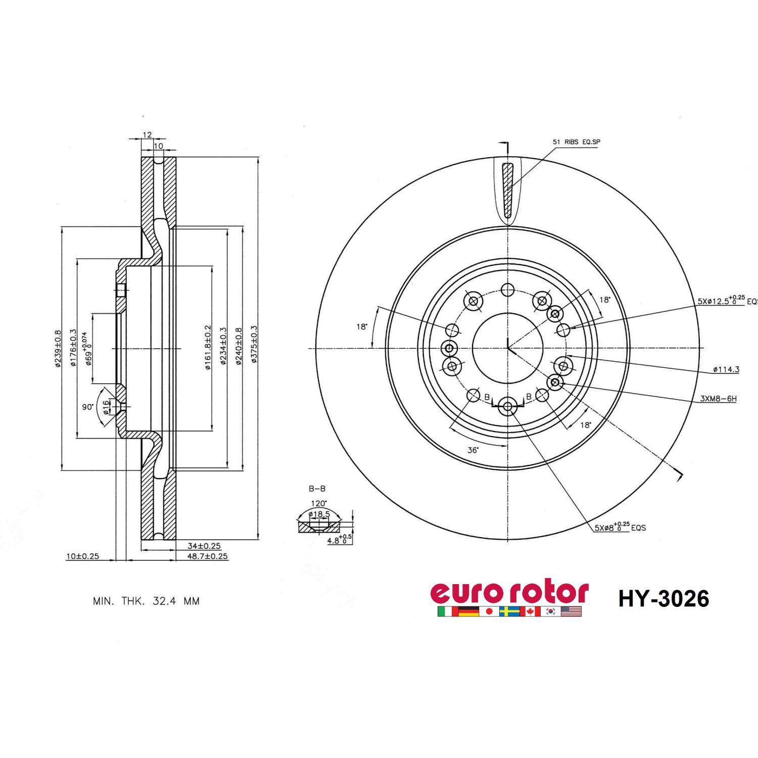 Eurorotor HY3026 - Disc Brake Rotor Eurorotor HY3026 Disc Brake Rotor product image 1 of 1