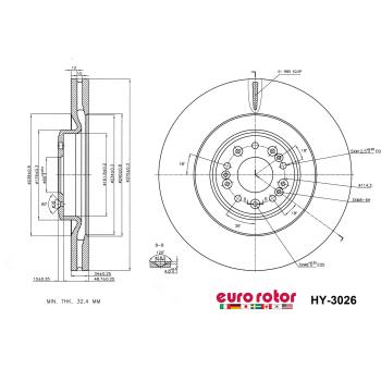 2021 Genesis G90 Disc Brake Rotor Front Eurorotor HY3026 image 1 of 1