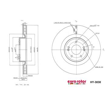 2021 Genesis G70 Disc Brake Rotor Front Eurorotor HY3030 image 1 of 1