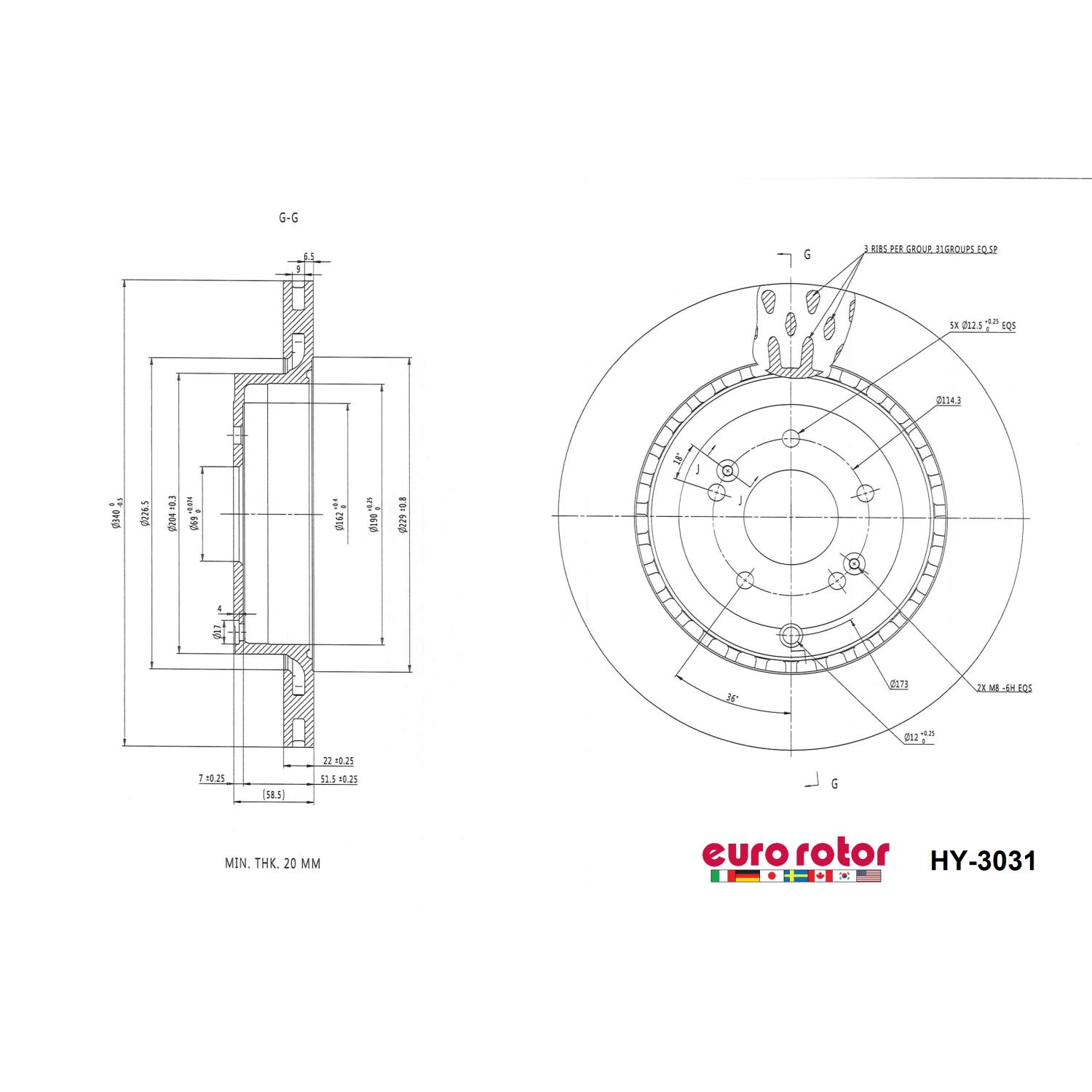 Eurorotor HY3031 - Disc Brake Rotor Eurorotor HY3031 Disc Brake Rotor product image 1 of 1
