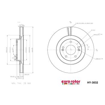 2020 Hyundai Veloster N Disc Brake Rotor Front Eurorotor HY3032 image 1 of 1