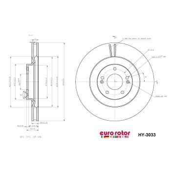 2021 Hyundai Veloster N Disc Brake Rotor Front Eurorotor HY3033 image 1 of 1