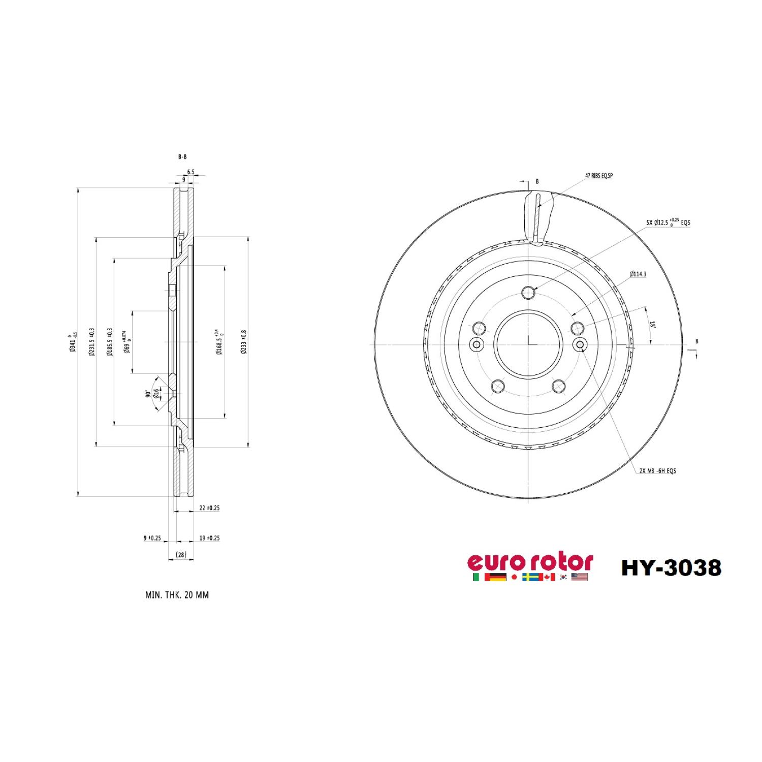 Eurorotor HY3038 - Disc Brake Rotor Eurorotor HY3038 Disc Brake Rotor product image 1 of 1