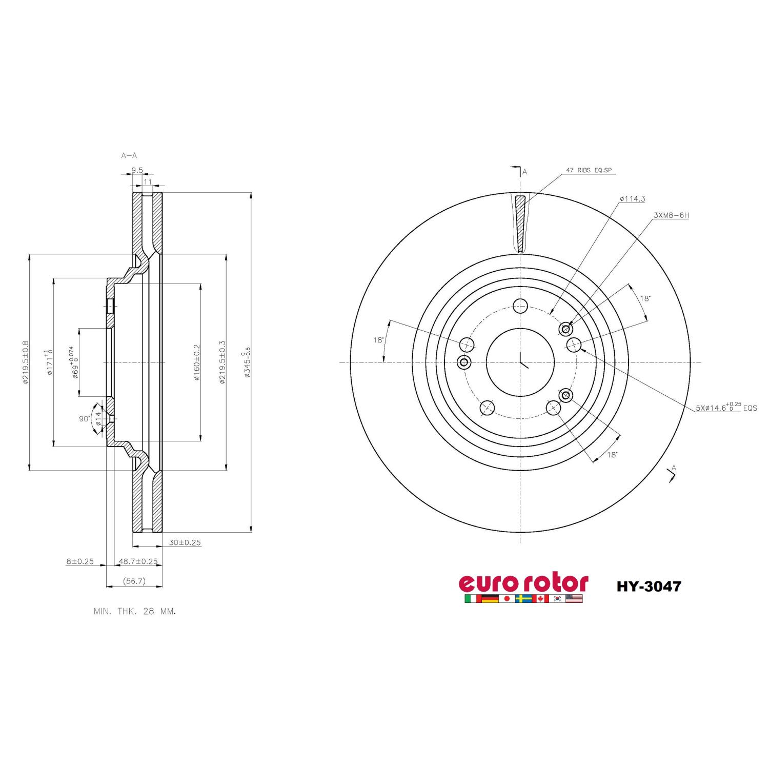 Eurorotor HY3047 - Disc Brake Rotor Eurorotor HY3047 Disc Brake Rotor product image 1 of 1