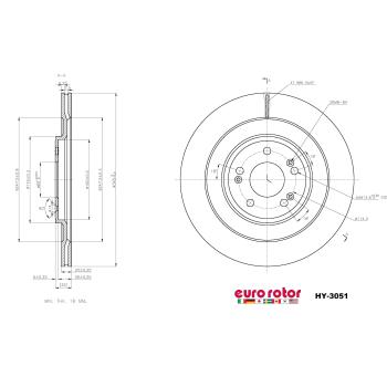 2021 Genesis G80 Disc Brake Rotor Rear Eurorotor HY3051 image 1 of 1