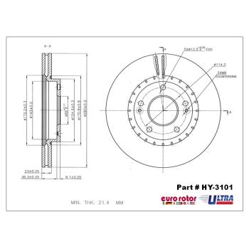 2021 Kia Seltos Disc Brake Rotor Front Eurorotor HY3101 image 1 of 1