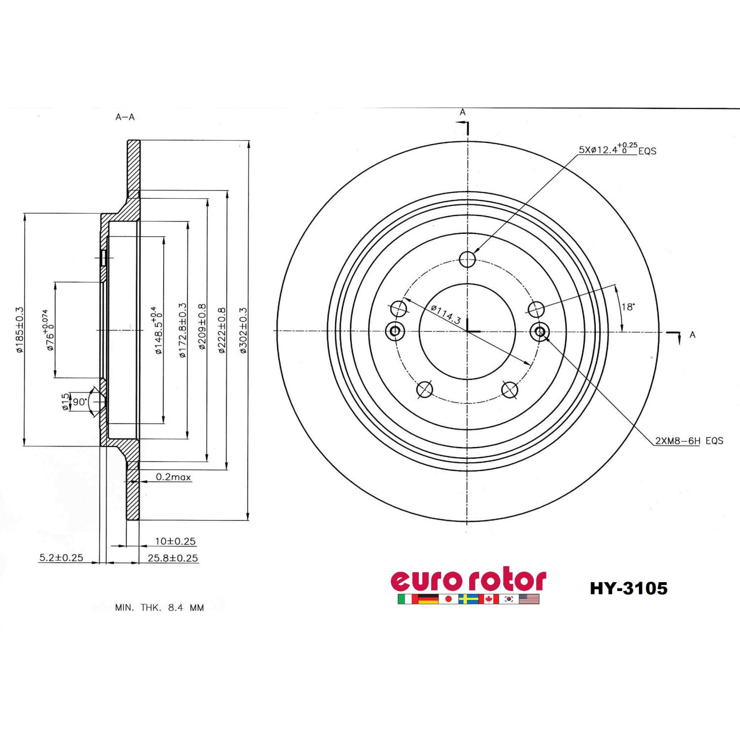 Eurorotor HY3105 - Disc Brake Rotor Eurorotor HY3105 Disc Brake Rotor product image 1 of 1