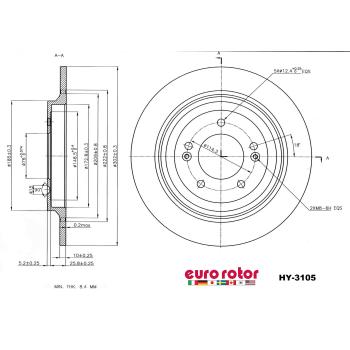 2019 Hyundai Tucson Disc Brake Rotor Rear Eurorotor HY3105 image 1 of 1
