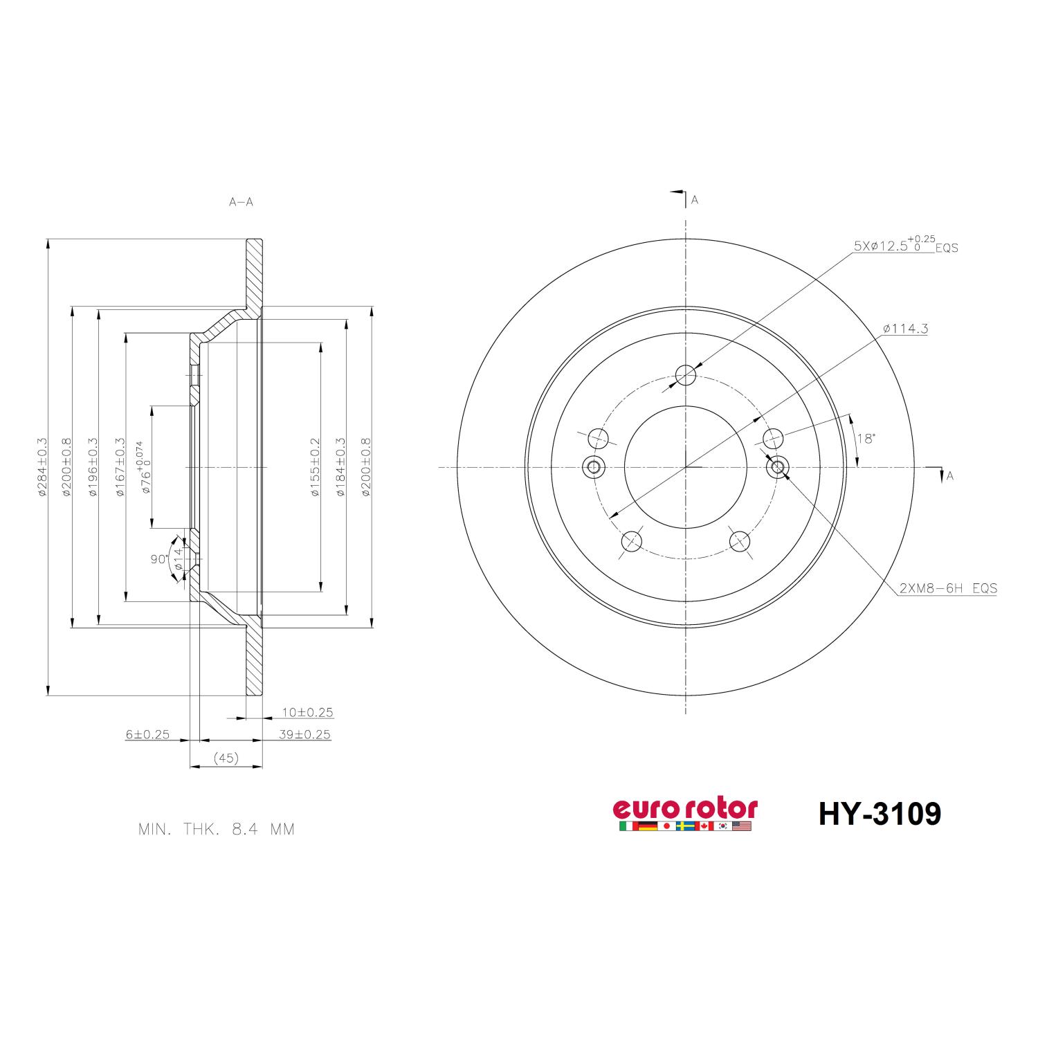 Eurorotor HY3109 - Disc Brake Rotor Eurorotor HY3109 Disc Brake Rotor product image 1 of 1
