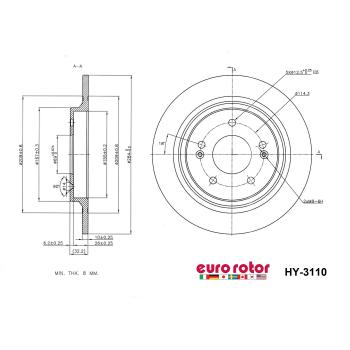 2021 Kia Seltos Disc Brake Rotor Rear Eurorotor HY3110 image 1 of 1