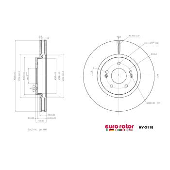 2022 Hyundai Tucson Disc Brake Rotor Front Eurorotor HY3118 image 1 of 1