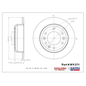 2014 Kia Sedona Disc Brake Rotor Rear Eurorotor HY371 image 1 of 1