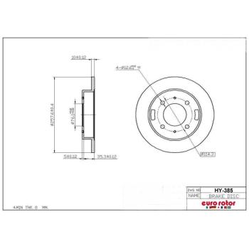 2000 Hyundai Tiburon Disc Brake Rotor Rear Eurorotor HY385 image 1 of 1