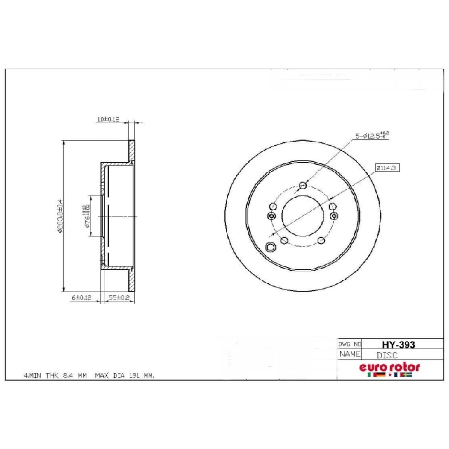 Eurorotor HY393 - Disc Brake Rotor Eurorotor HY393 Disc Brake Rotor product image 1 of 1