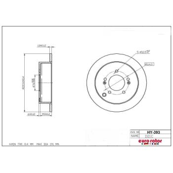 2015 Hyundai Tucson Disc Brake Rotor Rear Eurorotor HY393 image 1 of 1