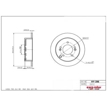 2006 Kia Magentis Disc Brake Rotor Rear Eurorotor HY396 image 1 of 1