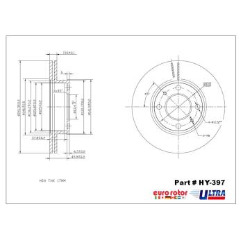 2003 Hyundai Accent Disc Brake Rotor Front Eurorotor HY397 image 1 of 1