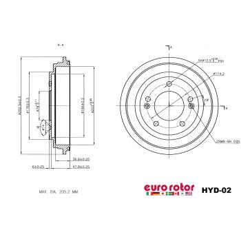 2018 Hyundai Elantra Brake Drum Rear Eurorotor HYD02 image 1 of 1