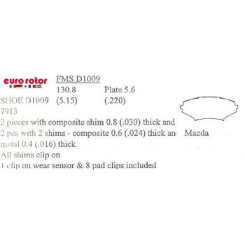 2008 Mazda RX-8 Disc Brake Pad Front Eurorotor ID1009H image 1 of 1