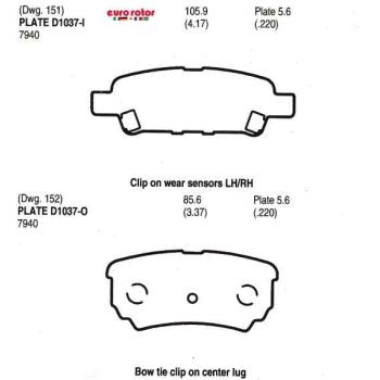 2013 Mitsubishi Lancer Disc Brake Pad Rear Eurorotor ID1037H image 1 of 1