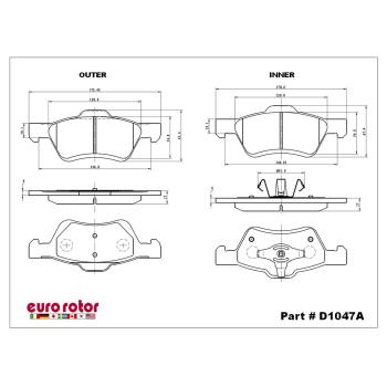 2008 Mercury Mariner Disc Brake Pad Front Eurorotor ID1047A image 1 of 1