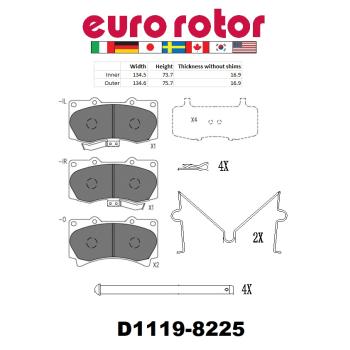 2010 Hummer H3T Disc Brake Pad Front Eurorotor ID1119H image 1 of 1