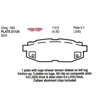 2015 Scion FR-S Disc Brake Pad Rear Eurorotor ID1124H image 1 of 1