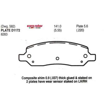 2006 Buick Lucerne Disc Brake Pad Rear Eurorotor ID1172H image 1 of 1
