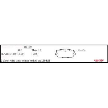 2010 Mazda MX-5 Miata Disc Brake Pad Rear Eurorotor ID1180H image 1 of 1