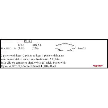 2006 Suzuki Aerio Disc Brake Pad Front Eurorotor ID1195 image 1 of 1