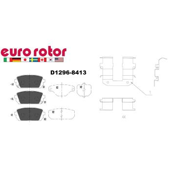 2009 Kia Rondo Disc Brake Pad Rear Eurorotor ID1296H image 1 of 1