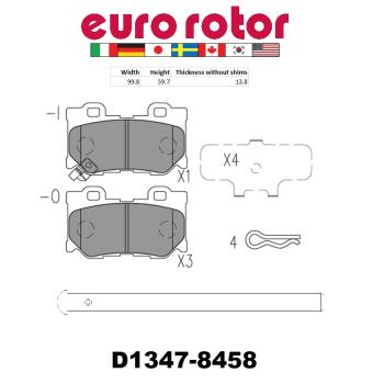 2016 Infiniti Q70 Disc Brake Pad Rear Eurorotor ID1347H image 1 of 1