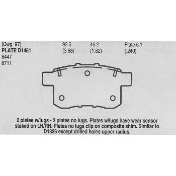 2012 Acura TSX Disc Brake Pad Rear Eurorotor ID1451H image 1 of 1