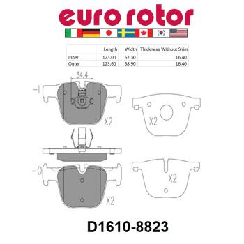 2013 BMW ActiveHybrid 3 Disc Brake Pad Rear Eurorotor ID1610 image 1 of 1