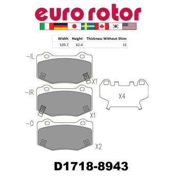2017 Chevrolet Corvette Disc Brake Pad Rear Eurorotor ID1718 image 1 of 1