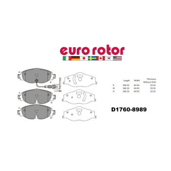 2018 Audi TT Quattro Disc Brake Pad Front Eurorotor ID1760 image 1 of 1