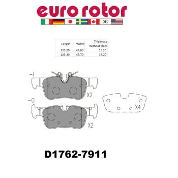 2022 Mini Cooper Disc Brake Pad Rear Eurorotor ID1762 image 1 of 1