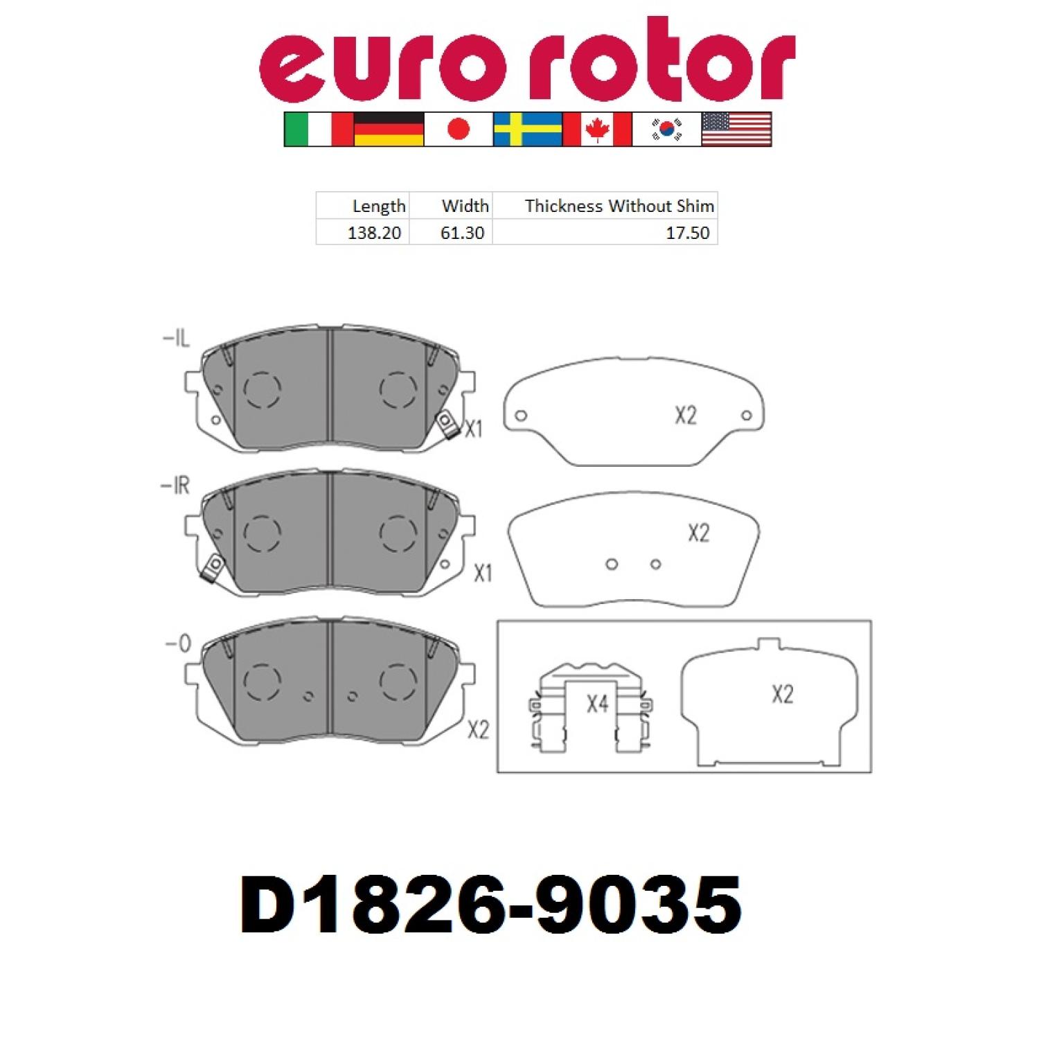 Eurorotor ID1826H Disc Brake Pad product image 1 of 1