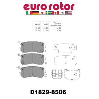 2018 Hyundai Sonata Disc Brake Pad Rear Eurorotor ID1829 image 1 of 1