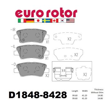 2020 Hyundai Tucson Disc Brake Pad Rear Eurorotor ID1848H image 1 of 1