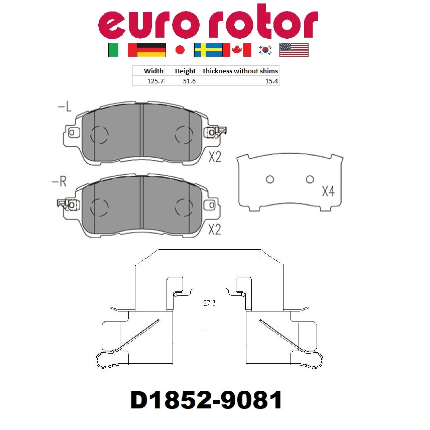 Eurorotor ID1852H - Disc Brake Pad Eurorotor ID1852H Disc Brake Pad product image 1 of 1