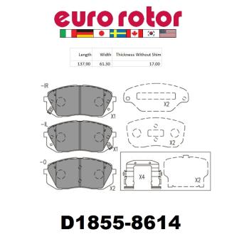 2023 Kia Forte Disc Brake Pad Front Eurorotor ID1855H image 1 of 1
