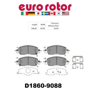 2017 Honda Accord Disc Brake Pad Front Eurorotor ID1860H image 1 of 1