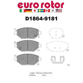 2018 Chevrolet Spark Disc Brake Pad Front Eurorotor ID1864H image 1 of 1