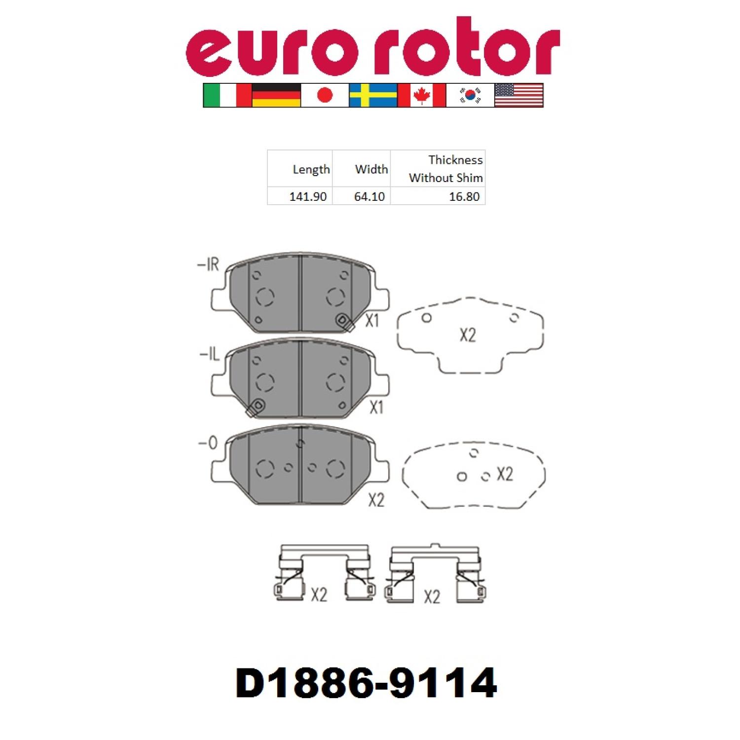 Eurorotor ID1886H - Disc Brake Pad Eurorotor ID1886H Disc Brake Pad product image 1 of 1