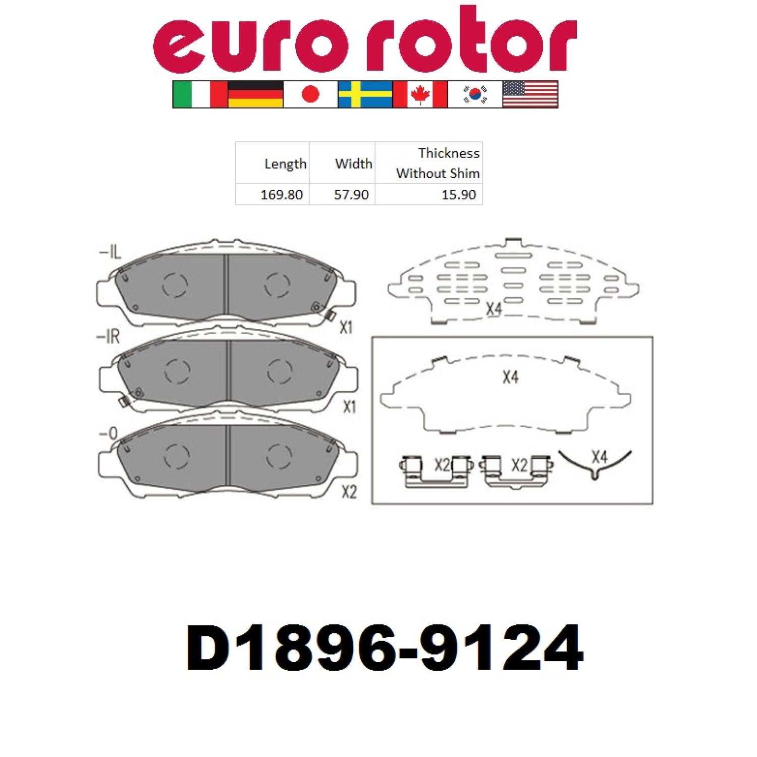 Eurorotor ID1896H - Disc Brake Pad Eurorotor ID1896H Disc Brake Pad product image 1 of 1