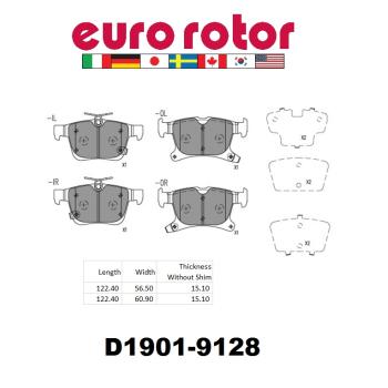 2021 Chrysler Voyager Disc Brake Pad Rear Eurorotor ID1901 image 1 of 1