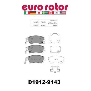 2017 Kia Niro Disc Brake Pad Front Eurorotor ID1912H image 1 of 1