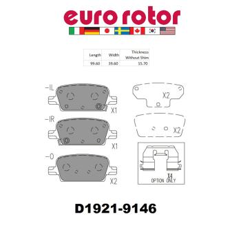 2018 Chevrolet Malibu Disc Brake Pad Rear Eurorotor ID1921H image 1 of 1