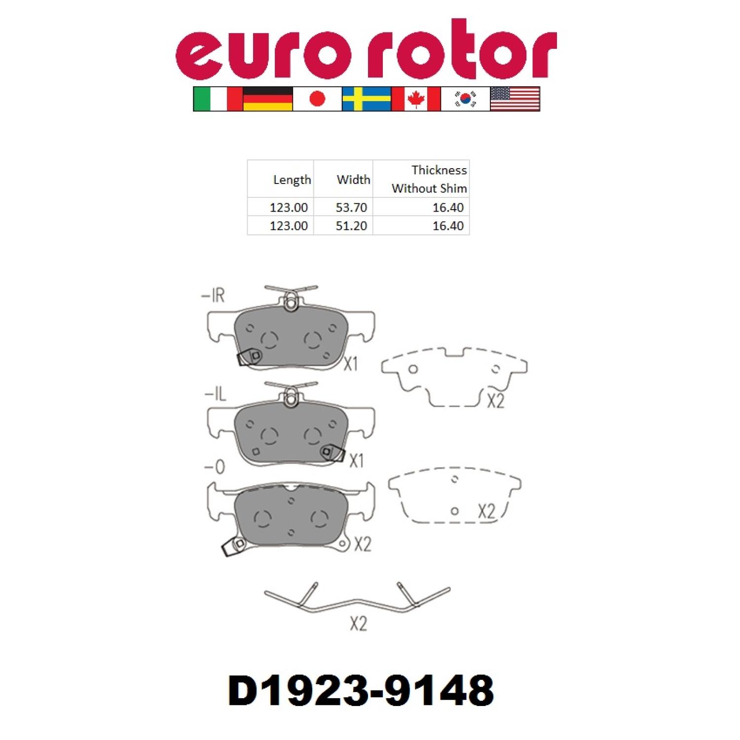 Eurorotor ID1923H - Disc Brake Pad Eurorotor ID1923H Disc Brake Pad product image 1 of 1